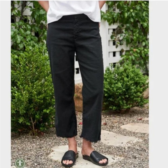 Frank & Eileen Kinsale Performance Cotton Linen Crop Pants Size: 6 Black - Picture 1 of 14